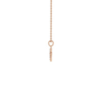 Collar de cruz de diamantes pequeño con rosa (14K) lateral - Popular Jewelry - Nueva York