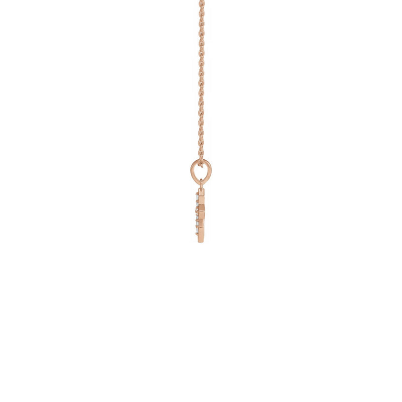 Petite Diamond Cross Necklace rose (14K) side - Popular Jewelry - New York