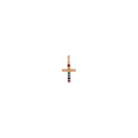 Rainbow Multi-Gemstone Cross Pendant rose (14K) kutsogolo - Popular Jewelry - New York