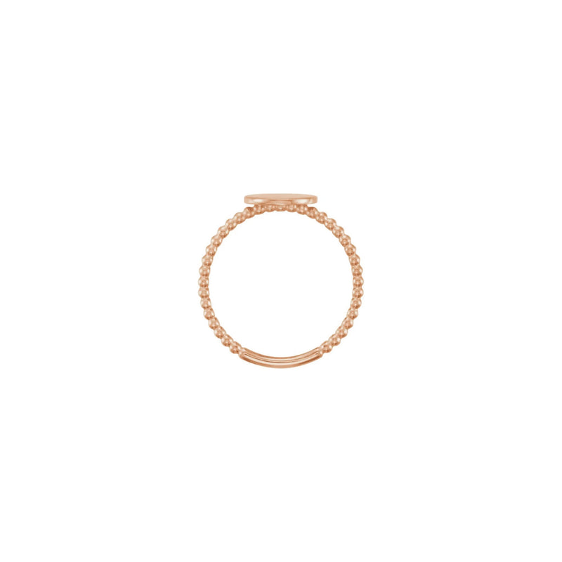 Round Bead Stackable Signet Ring rose (14K) setting - Popular Jewelry - New York