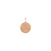 Script Font Love Medallón grabado colgante rosa (14K) frente - Popular Jewelry - Nueva York