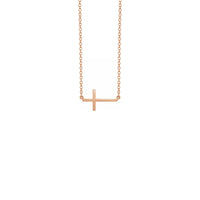 Small Sideways Cross Necklace rose (14K) front - Popular Jewelry - New York