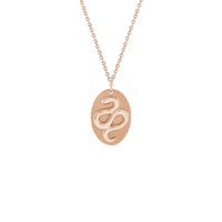 Collar de medalla ovalada de serpe rosa (14K) frontal - Popular Jewelry - Nova York