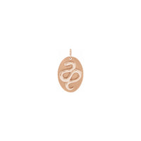 Pendentif médaille ovale serpent rose (14K) devant - Popular Jewelry - New York