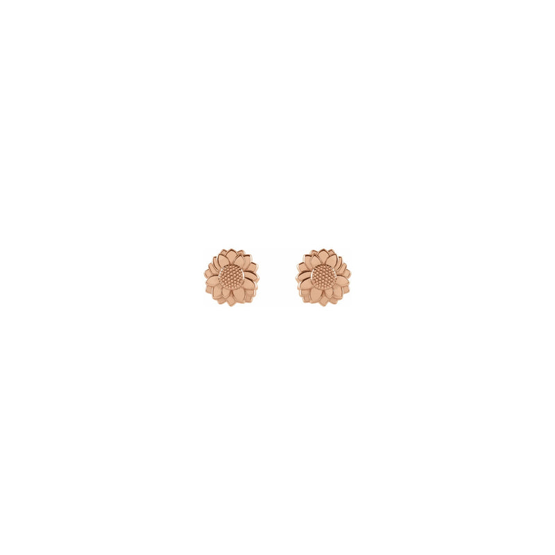 Sunflower Stud Earrings rose (14K) front - Popular Jewelry - New York