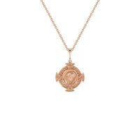 Virgin Mary Cross Necklace rose (14K) front - Popular Jewelry - New York