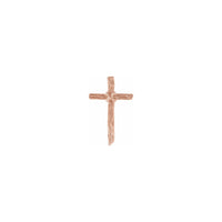 Woodgrain Cross Pendant rose (14K) front - Popular Jewelry - New York