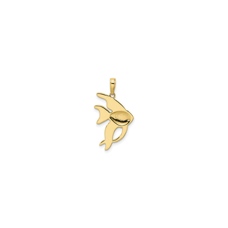 Two-Tone Textured Angel Fish Pendant (14K) back - Popular Jewelry - New York