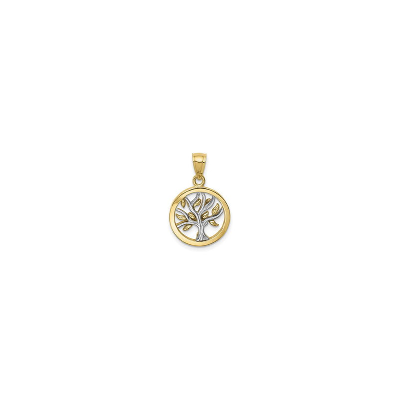 Golden Leaves Tree Circle Pendant (14K) front - Popular Jewelry - New York