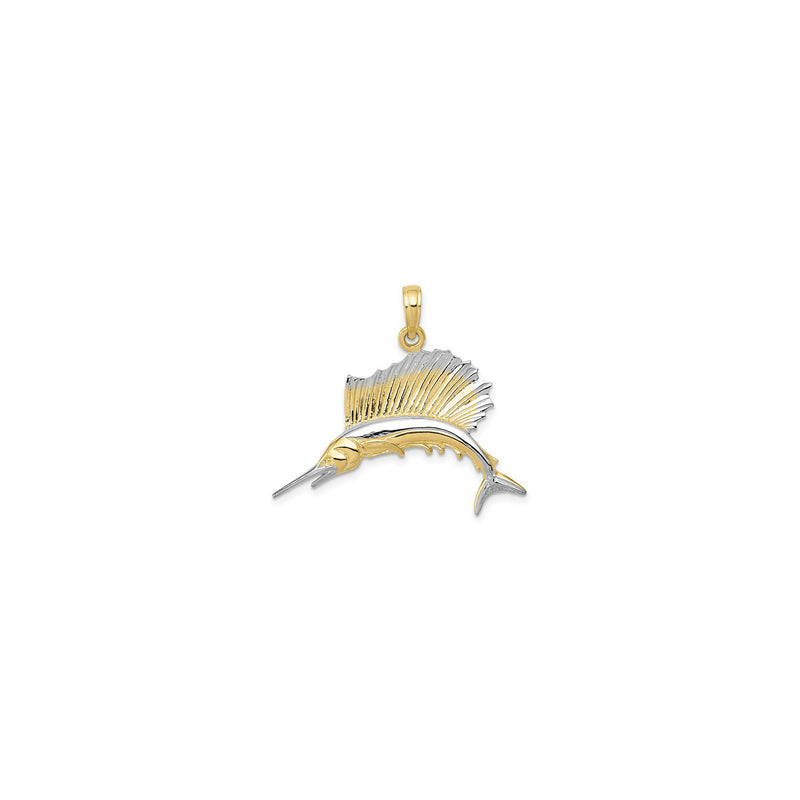 Sailfish Pendant two-toned small (14K) front - Popular Jewelry - New York