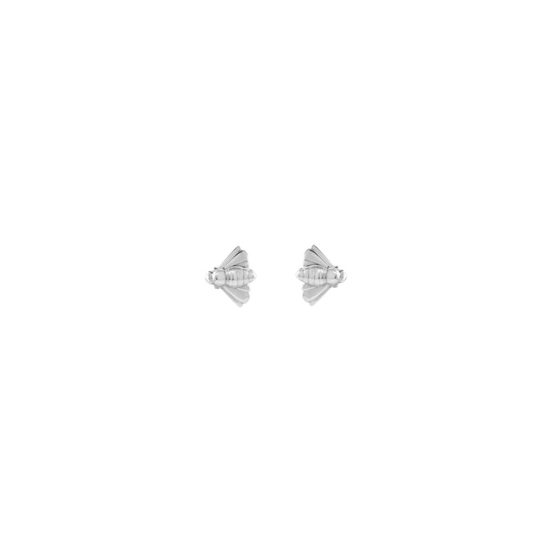 Bee Stud Earrings white (14K) front - Popular Jewelry - New York