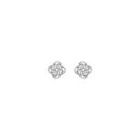 Bordered Love Knot Stud Earrings puti (14K) atubangan - Popular Jewelry - New York