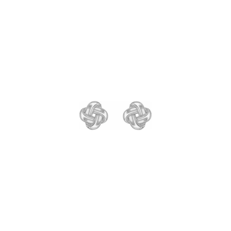 Bordered Love Knot Stud Earrings white (14K) front - Popular Jewelry - New York