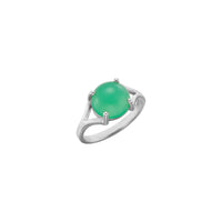 Chrysoprase Round Cabochon Ring white (14K) main - Popular Jewelry - New York
