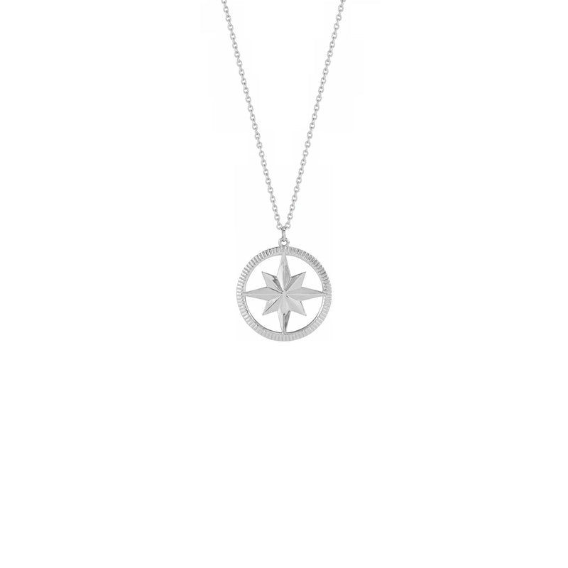 Compass Necklace white (14K) front - Popular Jewelry - New York