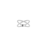 „Criss-Cross“ virvių žiedas baltas (14K) priekis - Popular Jewelry - Niujorkas