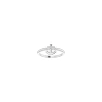 Diamond Anchor Cross Ring putih (14K) depan - Popular Jewelry - New York