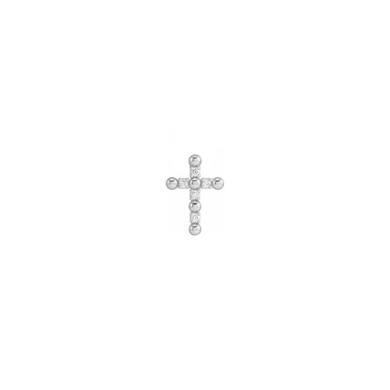 Diamond Beaded Cross Pendant white (14K) front - Popular Jewelry - New York