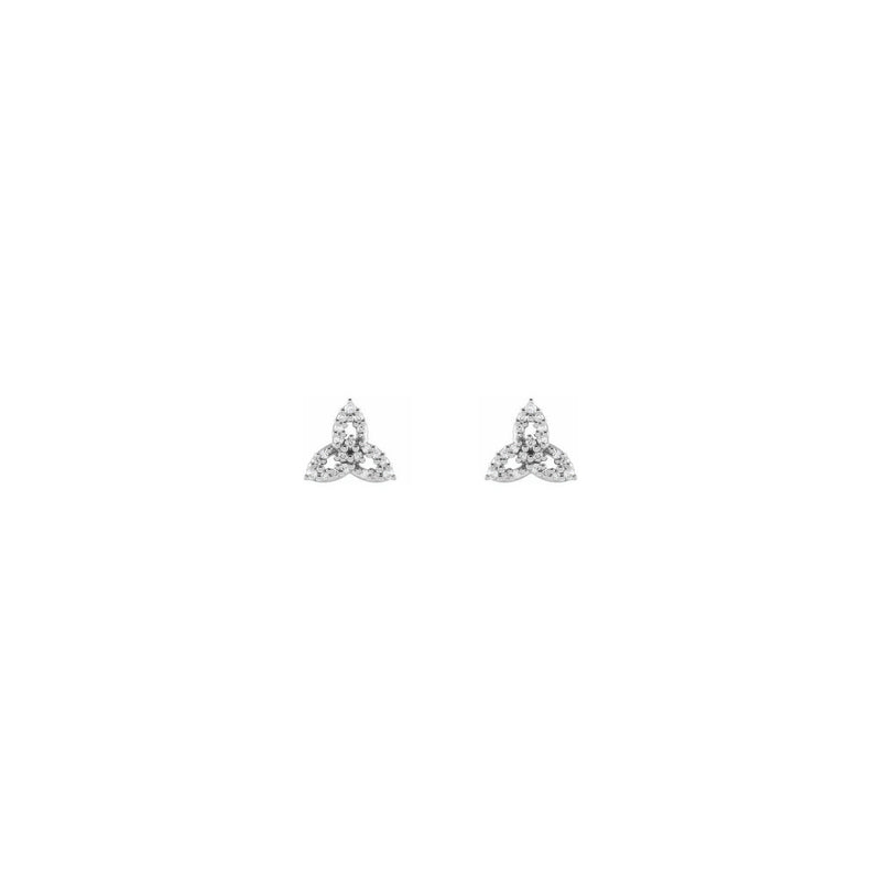 Diamond Celtic-Inspired Trinity Stud Earrings white (14K) front - Popular Jewelry - New York