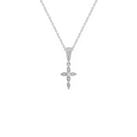 Diamond Drop Cross karoliai balti (14K) priekiniai - Popular Jewelry - Niujorkas