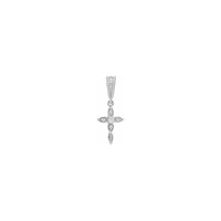 ダイヤモンド ドロップ クロス ペンダント ホワイト (14K) フロント - Popular Jewelry - ニューヨーク