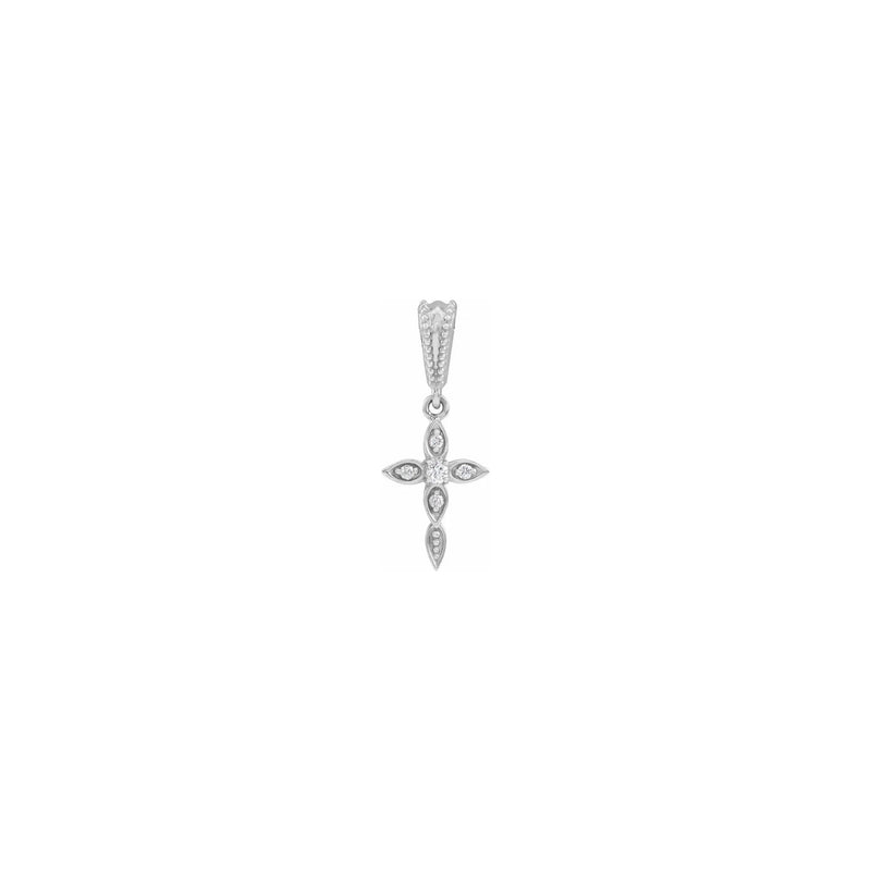 Diamond Drop Cross Pendant white (14K) front - Popular Jewelry - New York