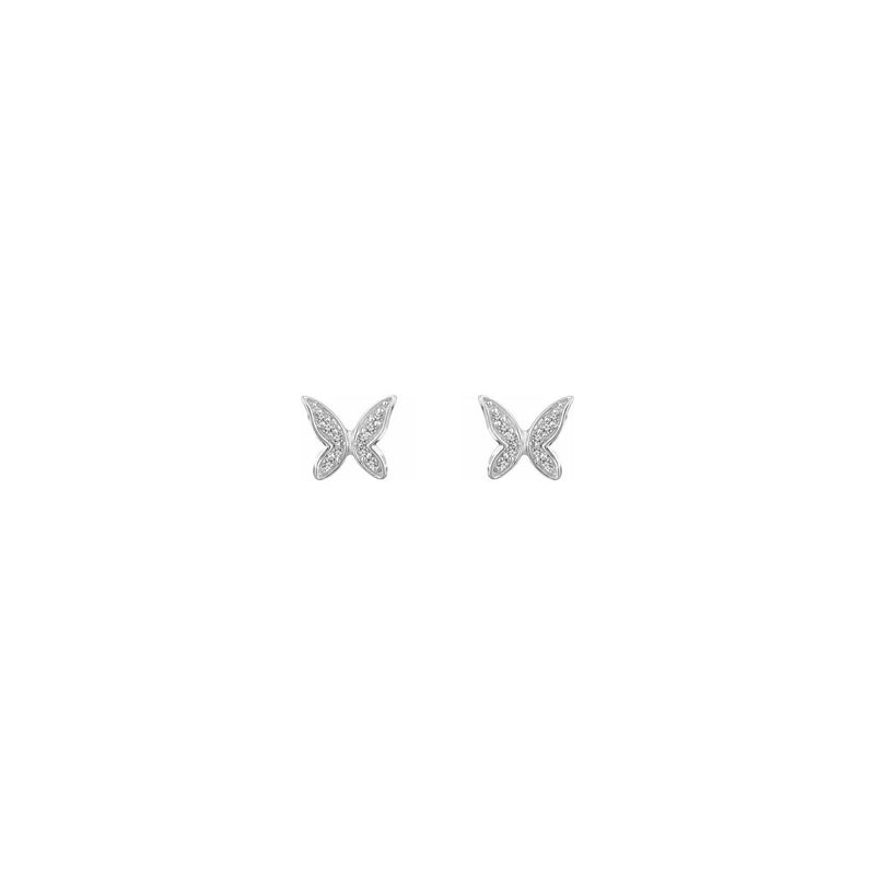 Diamond Fairy Butterfly Stud Earrings white (14K) front - Popular Jewelry - New York