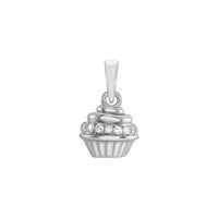 Diamond Glazed Cupcake Loket putih (14K) depan - Popular Jewelry - New York