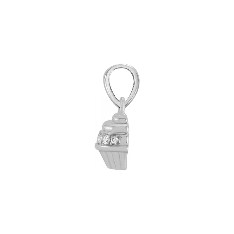 Diamond Glazed Cupcake Pendant white (14K) side - Popular Jewelry - New York