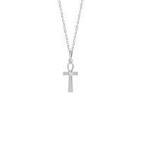 Diamond Incrusted Ankh Necklace white (14K) front - Popular Jewelry - New York