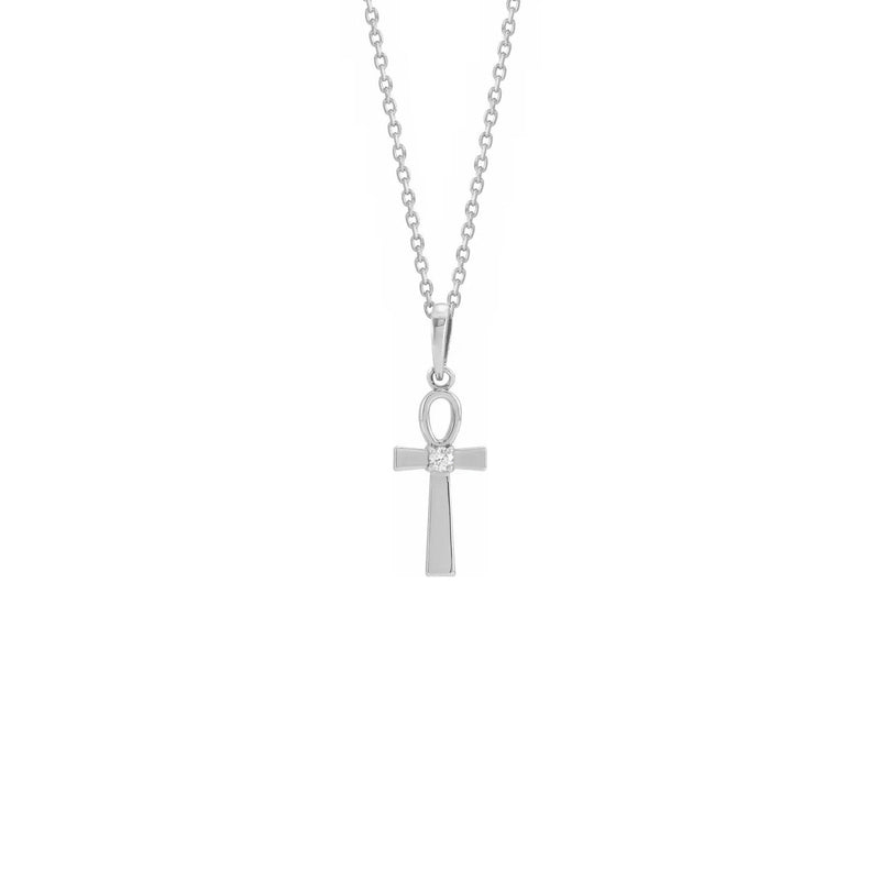 Diamond Incrusted Ankh Necklace white (14K) front - Popular Jewelry - New York