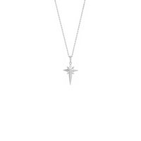 Diamond Incrusted Celestial Cross Necklace ពណ៌ស (14K) ខាងមុខ - Popular Jewelry - ញូវយ៉ក