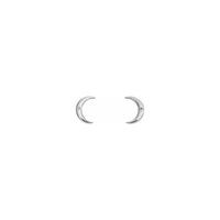 Diamond Incrusted Crescent Moon Stud Earrings white (14K) front - Popular Jewelry - New York