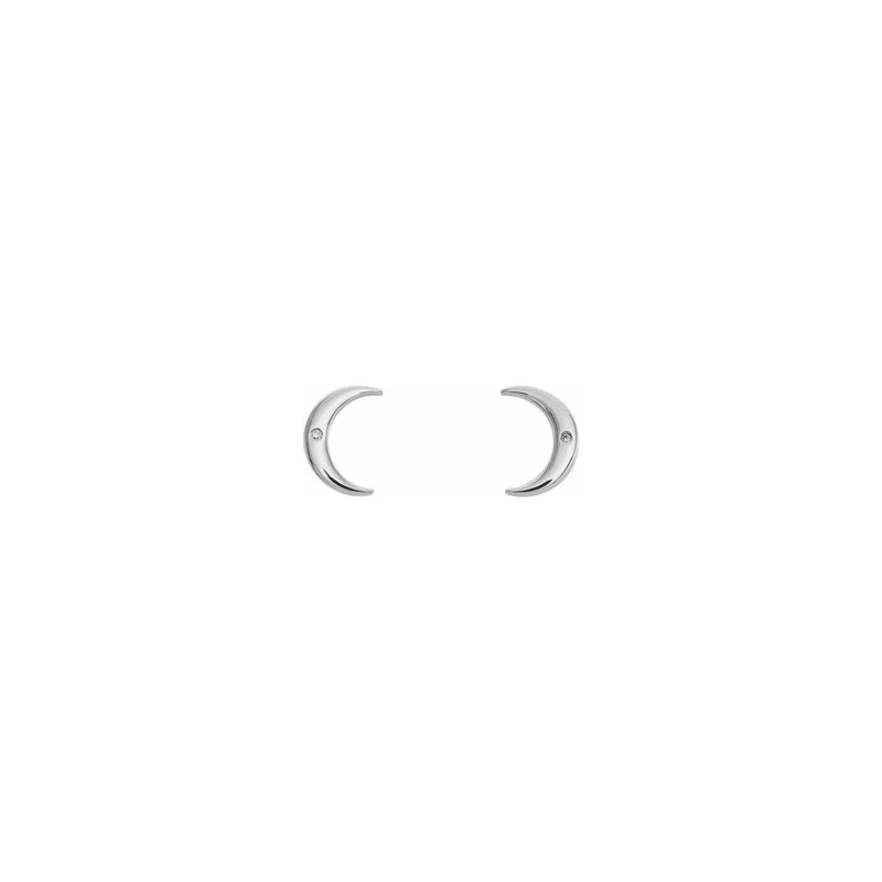 Diamond Incrusted Crescent Moon Stud Earrings white (14K) front - Popular Jewelry - New York