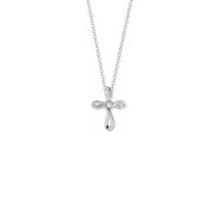 Diamond Incrusted Infinity Cross Necklace ពណ៌ស (14K) ខាងមុខ - Popular Jewelry - ញូវយ៉ក