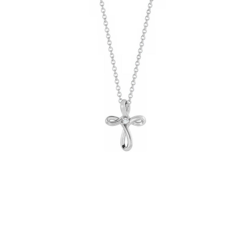 Diamond Incrusted Infinity Cross Necklace white (14K) front - Popular Jewelry - New York