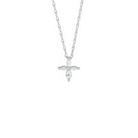 Diamond Marquise Cross Necklace putih (14K) depan - Popular Jewelry - New York