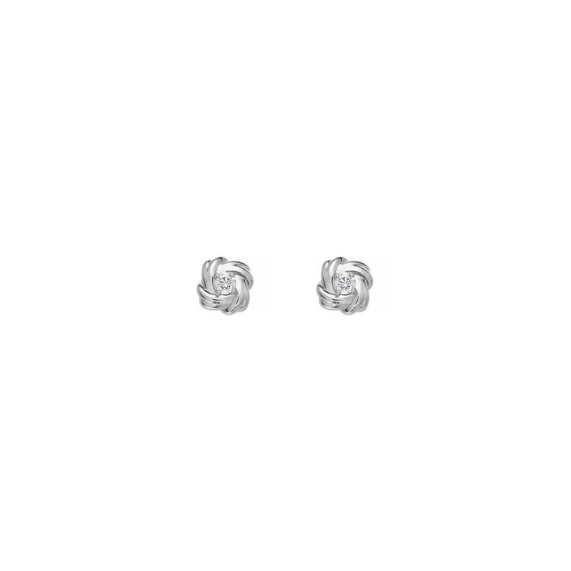 Diamond Solitaire Knot Stud Earrings white (14K) front - Popular Jewelry - New York