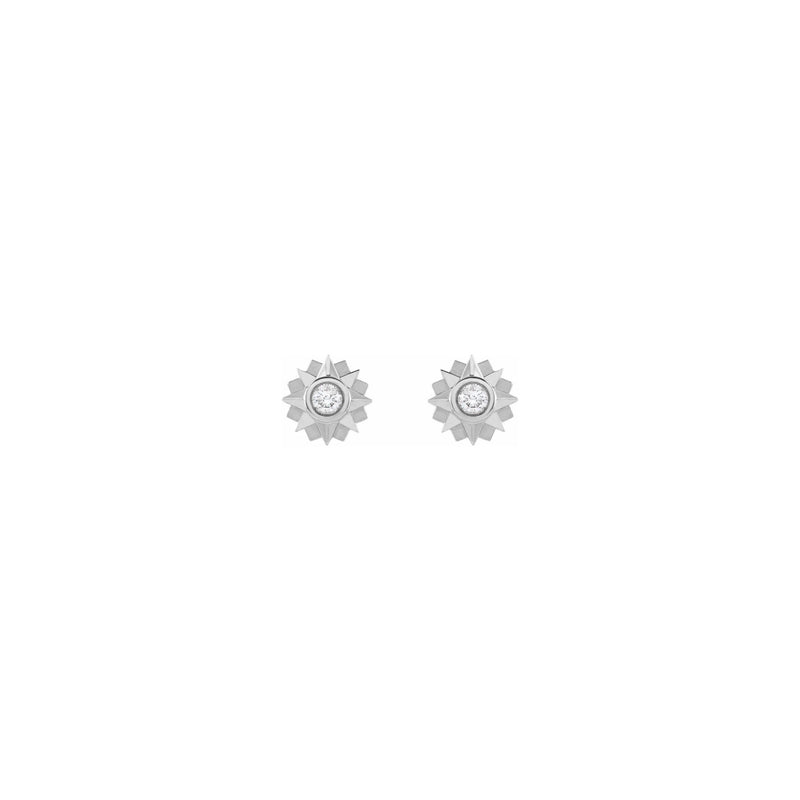 Diamond Solitaire Sun Stud Earrings white (14K) front - Popular Jewelry - New York