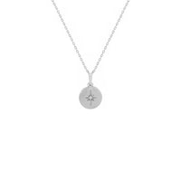 Daimondi Starburst Medallion Mkanda woyera (14K) kutsogolo - Popular Jewelry - New York