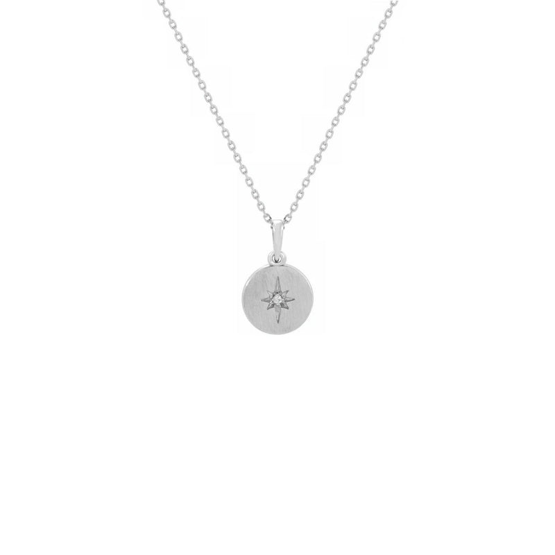 Diamond Starburst Medallion Necklace white (14K) front - Popular Jewelry - New York