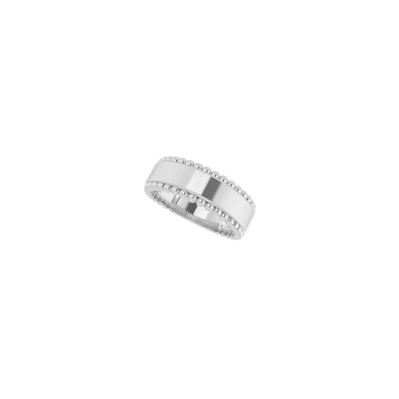 Engravable Beaded Ring white (14K) diagonal - Popular Jewelry - New York