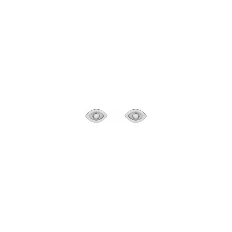 Evil Eye Stud Earrings white (14K) front - Popular Jewelry - New York