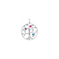 Family Tree Three Gemstone Circle Pendant white (14K) front - Popular Jewelry - New York