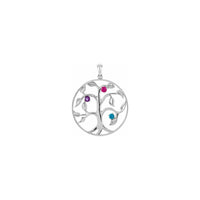 Family Tree Three Gemstone Circle Pendant white (14K) ka pele - Popular Jewelry - New york