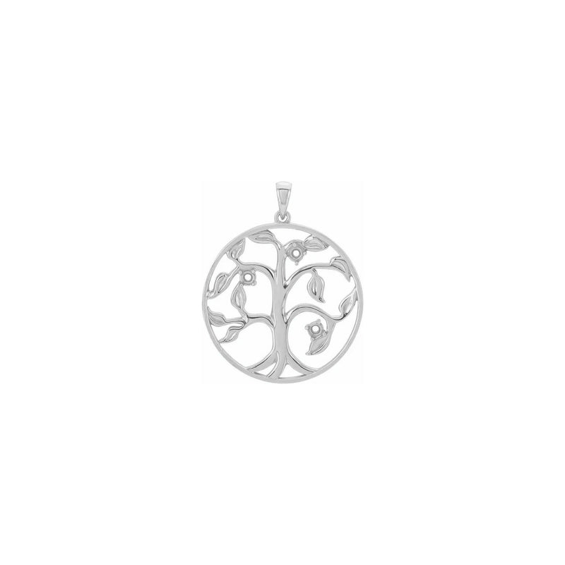 Family Tree Three Gemstone Circle Pendant white (14K) setting - Popular Jewelry - New York