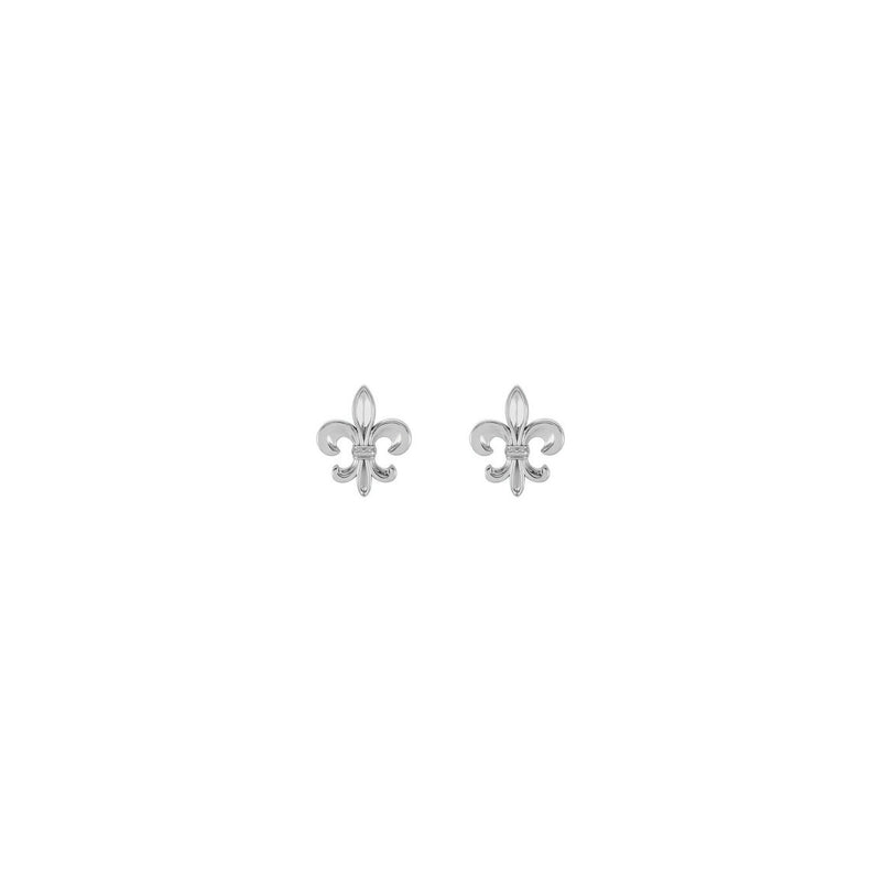 Fleur-de-lis Stud Earrings white (14K) front - Popular Jewelry - New York