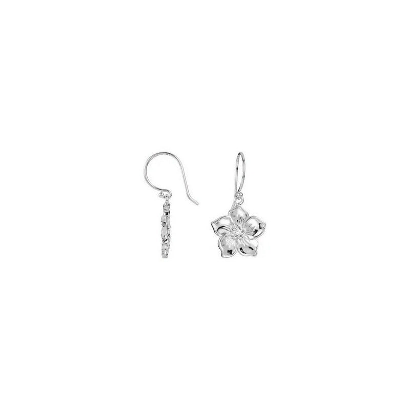 Forget Me Not Flower Dangling Earrings white (14K) main - Popular Jewelry - New York