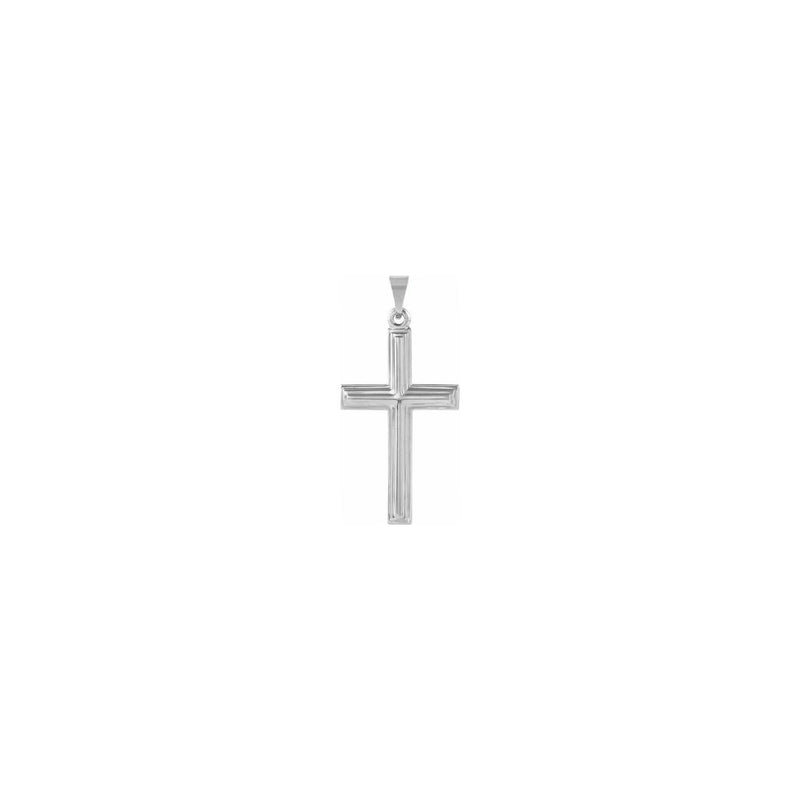 Grooved Flat Cross Pendant white (14K) front - Popular Jewelry - New York