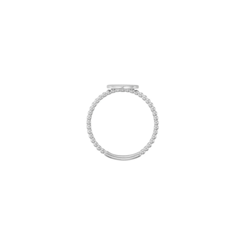 Heart Beaded Stackable Signet Ring white (14K) setting - Popular Jewelry - New York